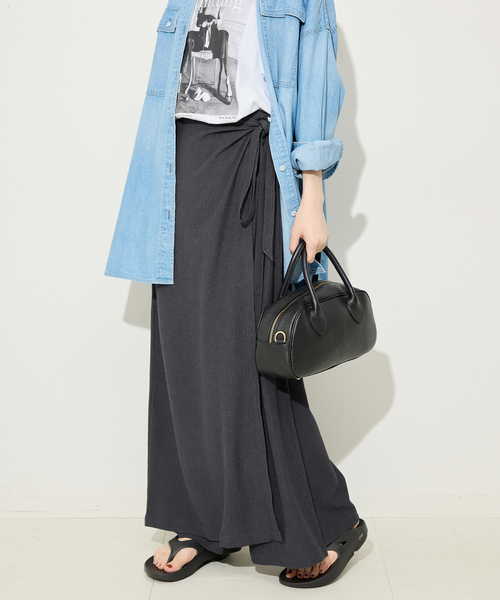 SLOBE IENA(スローブイエナ)の「《WEB限定/追加3》ラップジャージパンツ(その他パンツ・レディース・ブラック/チャコールグレー・36/38)」の7枚目の写真