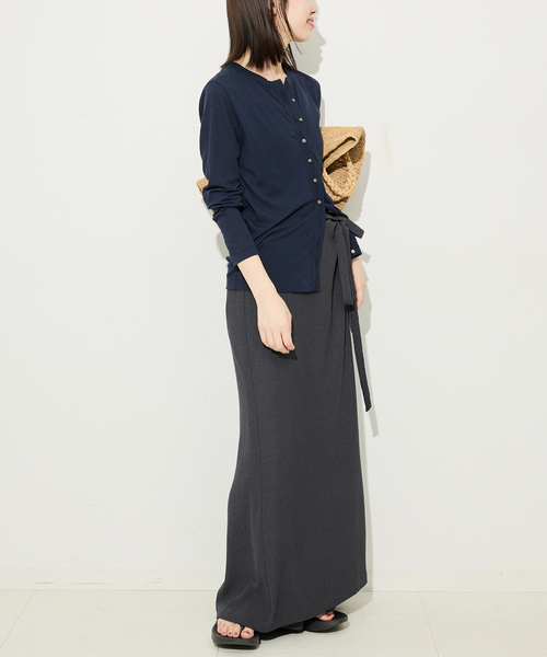 SLOBE IENA(スローブイエナ)の「《WEB限定/追加3》ラップジャージパンツ(その他パンツ・レディース・ブラック/チャコールグレー・36/38)」の9枚目の写真