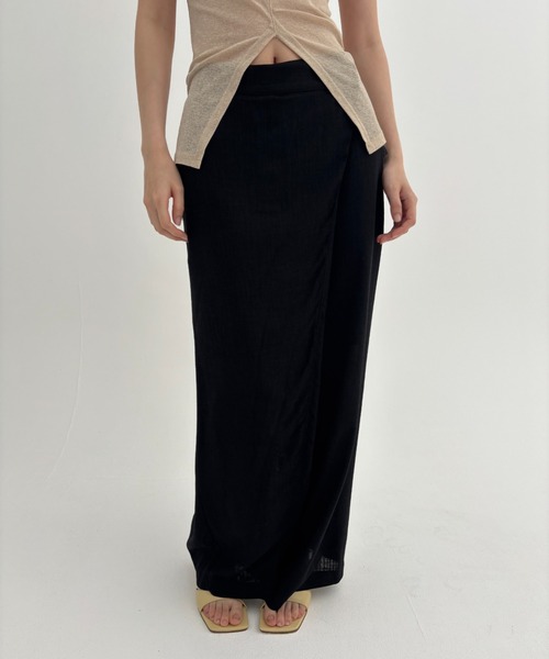 FUULLY STUDIO（フーリィーステューディオ）の「リネンアシメスカパン（その他パンツ・レディース・ベージュ/オフホワイト/ブラック・FREE）」の3枚目の写真