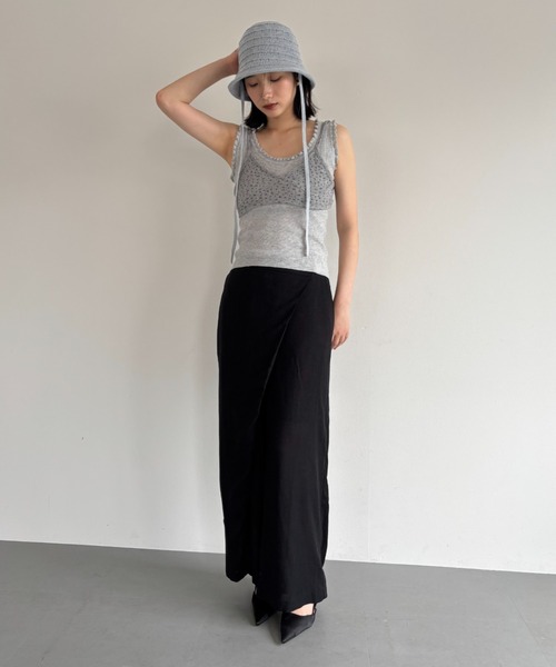 FUULLY STUDIO（フーリィーステューディオ）の「リネンアシメスカパン（その他パンツ・レディース・ベージュ/オフホワイト/ブラック・FREE）」の4枚目の写真