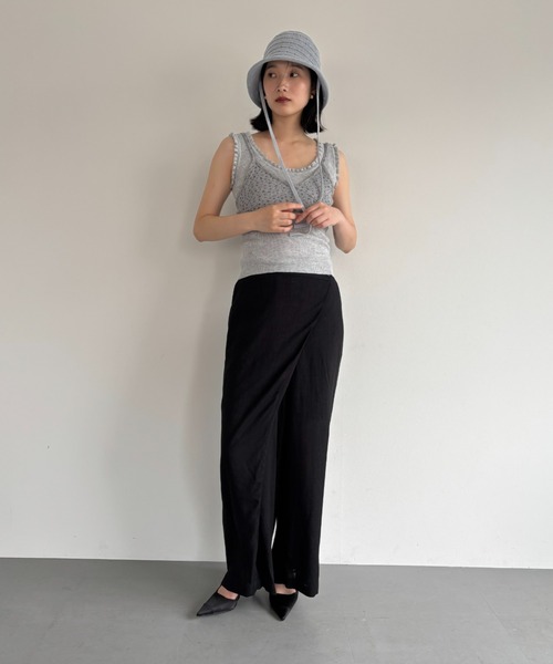 FUULLY STUDIO（フーリィーステューディオ）の「リネンアシメスカパン（その他パンツ・レディース・ベージュ/オフホワイト/ブラック・FREE）」の5枚目の写真