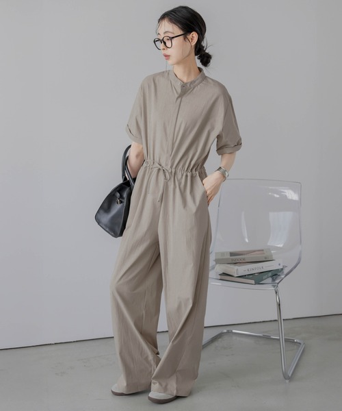 SUGAR BISKET(シュガービスケット)の「ウエストデザインオールインワン(つなぎ/オールインワン・レディース・ブラック/ベージュ/キナリ・フリー)」の1枚目の写真