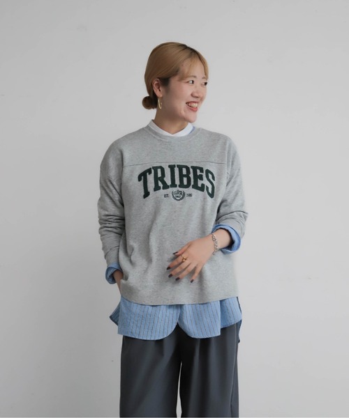 NOMBRE IMPAIR（ノンブルアンペール）の「TRIBESチェーン刺繍　ニットP/O（ニット/セーター・レディース・ネイビー/グレー・FREE）」の3枚目の写真