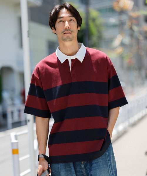 AMERICAN RAG CIE(アメリカンラグシー)の「【MEN , WOMEN】for BAYFLOW ラグビーシャツ(Tシャツ/カットソー・メンズ・グレー/ネイビー・M/L)」の9枚目の写真