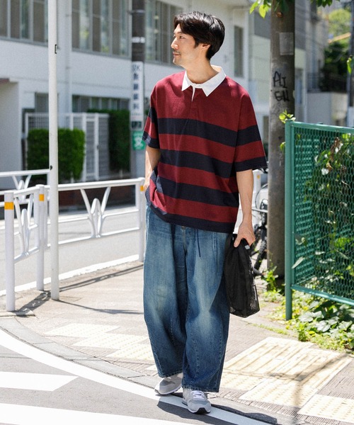 AMERICAN RAG CIE(アメリカンラグシー)の「【MEN , WOMEN】for BAYFLOW ラグビーシャツ(Tシャツ/カットソー・メンズ・グレー/ネイビー・M/L)」の7枚目の写真