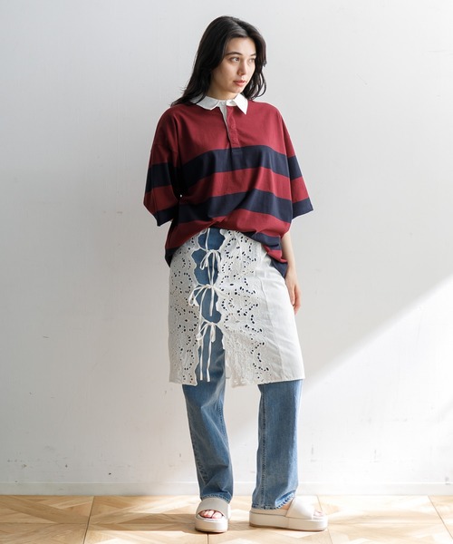 AMERICAN RAG CIE(アメリカンラグシー)の「【MEN , WOMEN】for BAYFLOW ラグビーシャツ(Tシャツ/カットソー・メンズ・グレー/ネイビー・M/L)」の16枚目の写真