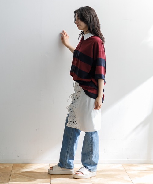 AMERICAN RAG CIE(アメリカンラグシー)の「【MEN , WOMEN】for BAYFLOW ラグビーシャツ(Tシャツ/カットソー・メンズ・グレー/ネイビー・M/L)」の18枚目の写真