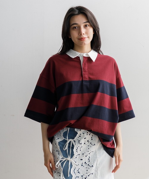 AMERICAN RAG CIE(アメリカンラグシー)の「【MEN , WOMEN】for BAYFLOW ラグビーシャツ(Tシャツ/カットソー・メンズ・グレー/ネイビー・M/L)」の21枚目の写真