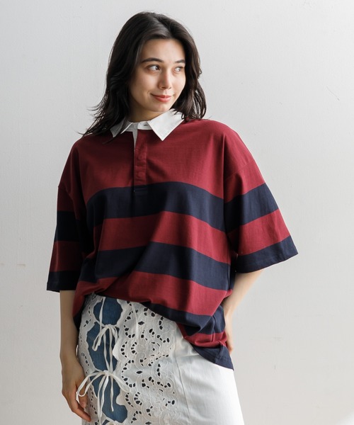 AMERICAN RAG CIE(アメリカンラグシー)の「【MEN , WOMEN】for BAYFLOW ラグビーシャツ(Tシャツ/カットソー・メンズ・グレー/ネイビー・M/L)」の22枚目の写真