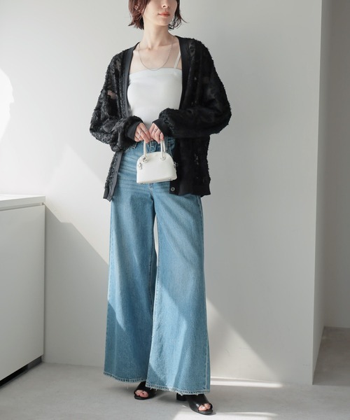 each（イーチ）の「ジャガードシアーVネックカーディガン（カーディガン/ボレロ・レディース・グレー/ブラック/ホワイト・FREE）」の17枚目の写真