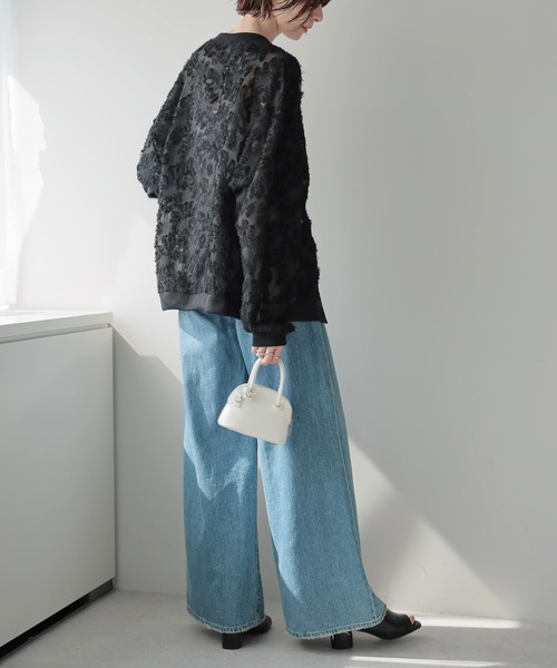 each（イーチ）の「ジャガードシアーVネックカーディガン（カーディガン/ボレロ・レディース・グレー/ブラック/ホワイト・FREE）」の20枚目の写真