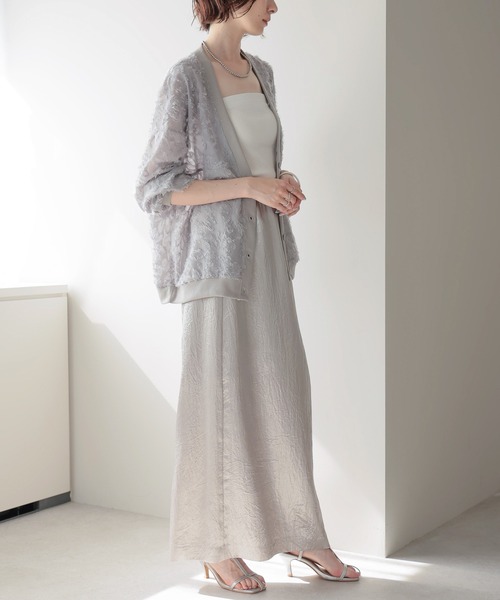 ジャガードシアーVネックカーディガン（カーディガン/ボレロ）｜each