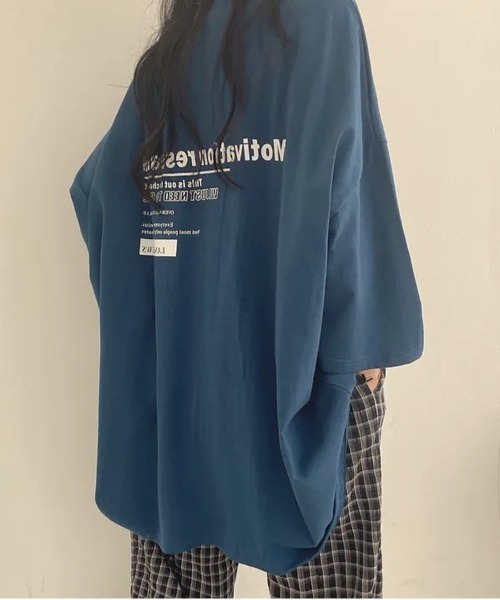 NEW GENTLEMAN(ニュージェントルマン)の「Motivation オーバーサイズT(Tシャツ/カットソー・メンズ・ネイビー/ホワイト/グレー・M/L/XL)」の3枚目の写真