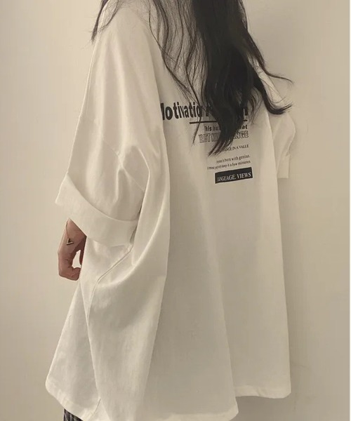 NEW GENTLEMAN(ニュージェントルマン)の「Motivation オーバーサイズT(Tシャツ/カットソー・メンズ・ネイビー/ホワイト/グレー・M/L/XL)」の2枚目の写真