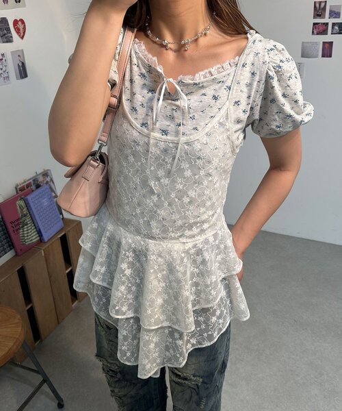 CIAOPANIC(チャオパニック)の「【neutral】フラワーレースチュニックワンピース(ワンピース・レディース・ホワイト・FREE)」の3枚目の写真