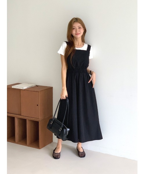 完売品 SINME スクエアネックワンピース ブラック ノースリーブ