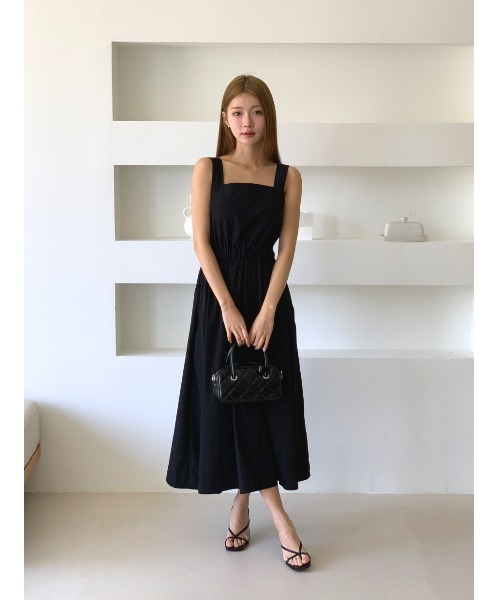 ERISABETTA FRANCHIミディアムワンピース スクエアネック 七分袖 dds22s097-b01.jpg