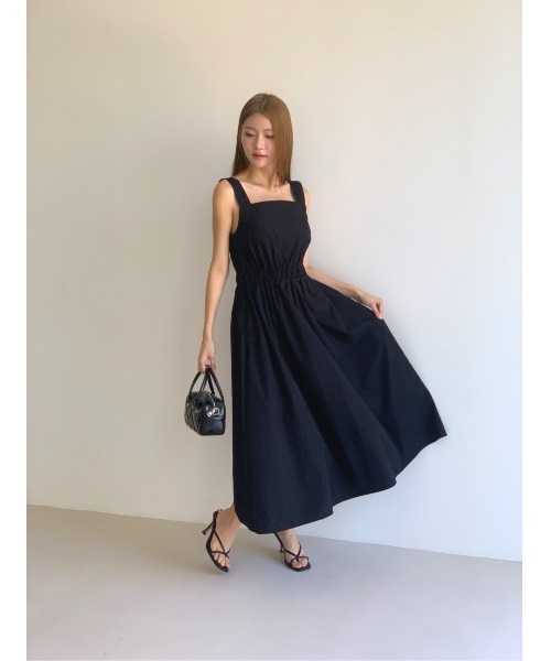 MINS MINIS(ミンスミニス)の「スクエアネックノースリーブAラインワンピース(ワンピース・レディース・ブラック・FREE)」の6枚目の写真