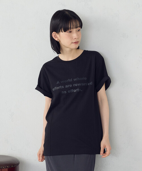 COMME CA ISM(コムサイズム)の「グリッター ロゴTシャツ(Tシャツ/カットソー・レディース・ブラック/サックスブルー/ホワイト/チャコール・MEDIUM/LARGE)」の5枚目の写真
