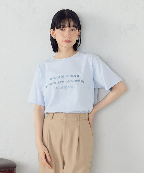 COMME CA ISM(コムサイズム)の「グリッター ロゴTシャツ(Tシャツ/カットソー・レディース・ブラック/サックスブルー/ホワイト/チャコール・MEDIUM/LARGE)」の15枚目の写真