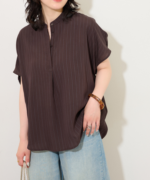 ジャーナルスタンダードレリューム 80/-リネンハンソデシャツ 麻 F ブラック JOURNAL STANDARD relume(ジャーナルスタンダード レリューム