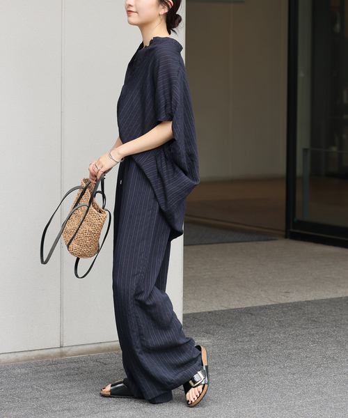 JOURNAL STANDARD relume（ジャーナルスタンダード　レリューム）の「《WEB限定追加》N/Rダブルストライプブラウス（シャツ/ブラウス・レディース・ブラウン/ネイビー・FREE）」の12枚目の写真