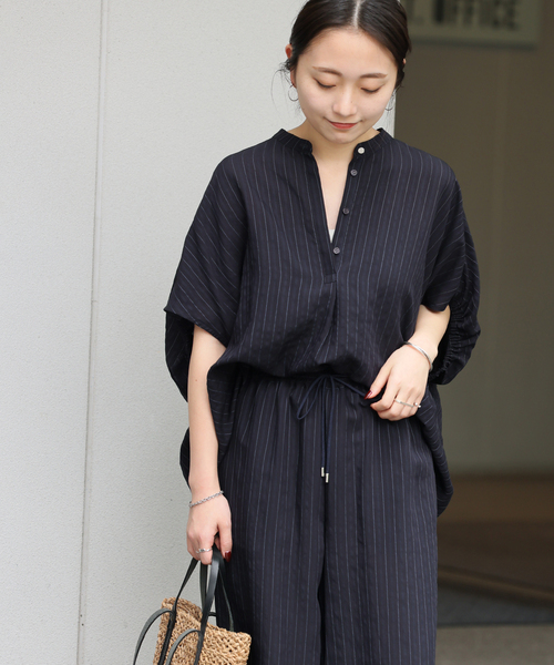 JOURNAL STANDARD relume（ジャーナルスタンダード　レリューム）の「《WEB限定追加》N/Rダブルストライプブラウス（シャツ/ブラウス・レディース・ブラウン/ネイビー・FREE）」の13枚目の写真