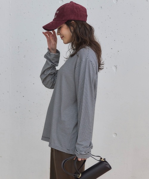 Doux archives（ドゥアルシーヴ）の「コーデュロイカレッジキャップ（キャップ・レディース・ワイン/ブラック/ベージュ・FREE）」の7枚目の写真