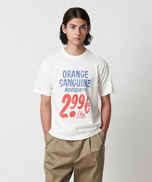HOLIDAY BOILEAU(ホリディボワロ)の「【別注】<HOLIDAY BOILEAU>ORANGE SANGUINE Tシャツ(Tシャツ/カットソー・メンズ・ホワイト/ダークブラウン・L/XL/M)」の1枚目の写真