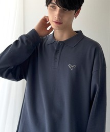 「万能アイテム。」胸刺繍入り鹿の子ポロシャツ（長袖）／Embroidery Basic Polo Shirt