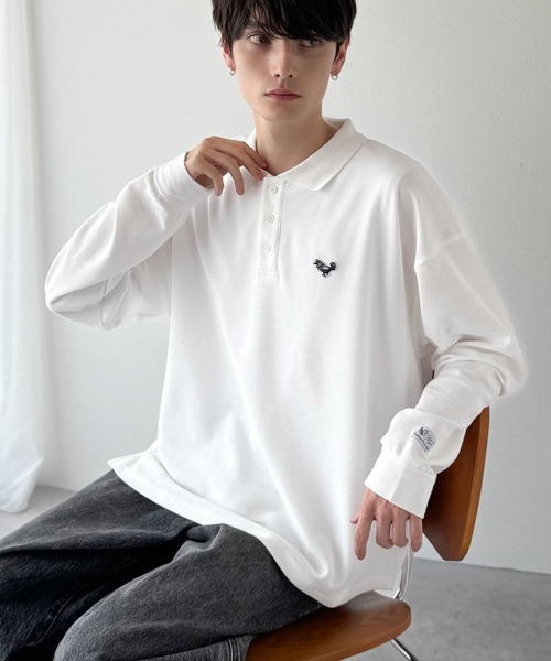 Classical Origin（クラシカルオリジン）の「「万能アイテム。」胸刺繍入り鹿の子ポロシャツ（長袖）／Embroidery Basic Polo Shirt（ポロシャツ・メンズ・ブラック/ネイビー/マスタード/レッド/ホワイト・LARGE/MEDIUM/SMALL）」の10枚目の写真