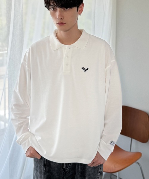 Classical Origin（クラシカルオリジン）の「「万能アイテム。」胸刺繍入り鹿の子ポロシャツ（長袖）／Embroidery Basic Polo Shirt（ポロシャツ・メンズ・ブラック/ネイビー/マスタード/レッド/ホワイト・LARGE/MEDIUM/SMALL）」の6枚目の写真