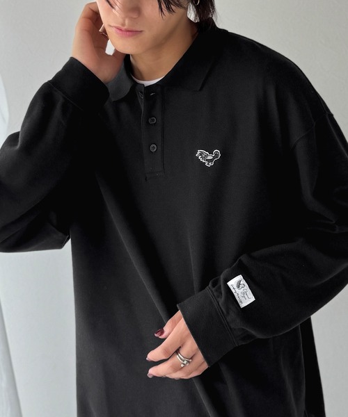 Classical Origin（クラシカルオリジン）の「「万能アイテム。」胸刺繍入り鹿の子ポロシャツ（長袖）／Embroidery Basic Polo Shirt（ポロシャツ・メンズ・ブラック/ネイビー/マスタード/レッド/ホワイト・LARGE/MEDIUM/SMALL）」の16枚目の写真