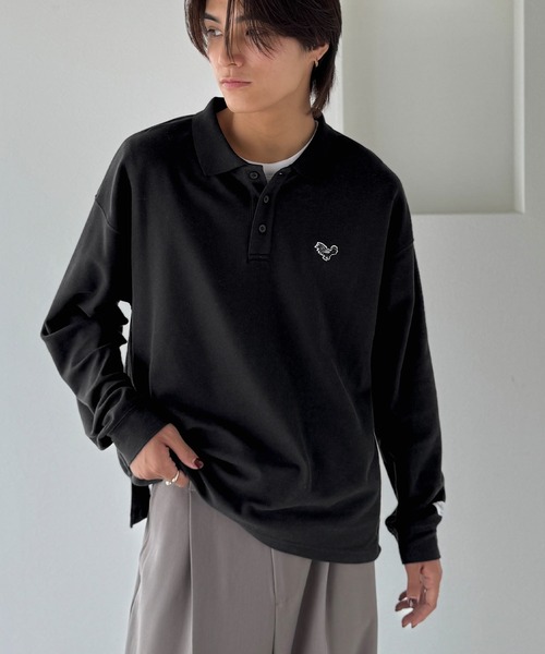 Classical Origin（クラシカルオリジン）の「「万能アイテム。」胸刺繍入り鹿の子ポロシャツ（長袖）／Embroidery Basic Polo Shirt（ポロシャツ・メンズ・ブラック/ネイビー/マスタード/レッド/ホワイト・LARGE/MEDIUM/SMALL）」の19枚目の写真