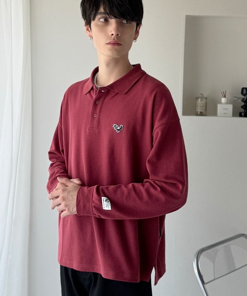 Classical Origin（クラシカルオリジン）の「「万能アイテム。」胸刺繍入り鹿の子ポロシャツ（長袖）／Embroidery Basic Polo Shirt（ポロシャツ・メンズ・ブラック/ネイビー/マスタード/レッド/ホワイト・LARGE/MEDIUM/SMALL）」の13枚目の写真