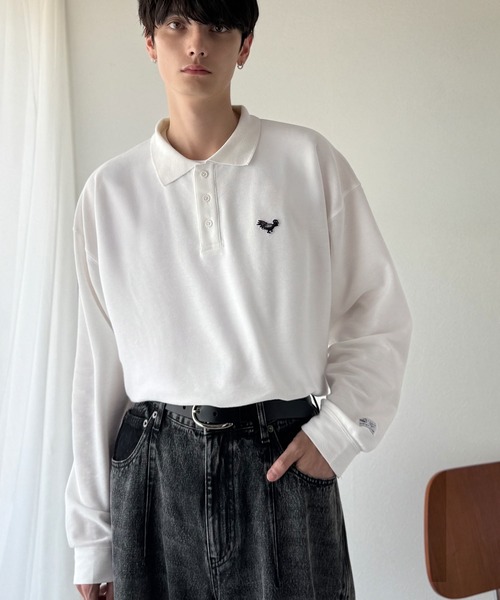 Classical Origin（クラシカルオリジン）の「「万能アイテム。」胸刺繍入り鹿の子ポロシャツ（長袖）／Embroidery Basic Polo Shirt（ポロシャツ・メンズ・ブラック/ネイビー/マスタード/レッド/ホワイト・LARGE/MEDIUM/SMALL）」の9枚目の写真