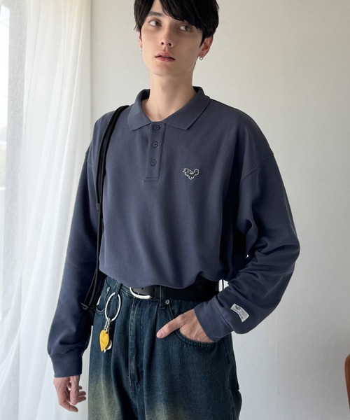 Classical Origin（クラシカルオリジン）の「「万能アイテム。」胸刺繍入り鹿の子ポロシャツ（長袖）／Embroidery Basic Polo Shirt（ポロシャツ・メンズ・ブラック/ネイビー/マスタード/レッド/ホワイト・LARGE/MEDIUM/SMALL）」の22枚目の写真