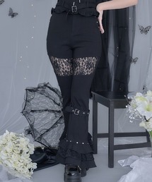 ililil（イルイルイル）の「『ililil/イルイルイル』【地雷ちゃんのあざとベルパン ～黒フリルの誘惑～】フリル＆レースデザインフレアパンツ（チノパンツ）」