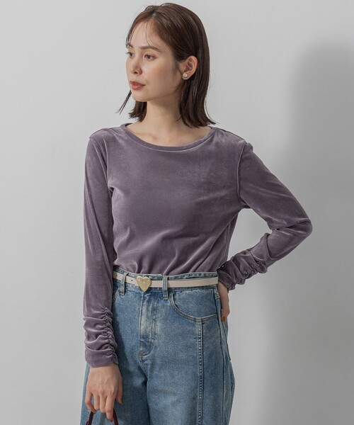 組曲(クミキョク)の「チュールフロッキー カットソー(Tシャツ/カットソー・レディース・アイボリー系/グレー系/ライラック系・F)」の3枚目の写真