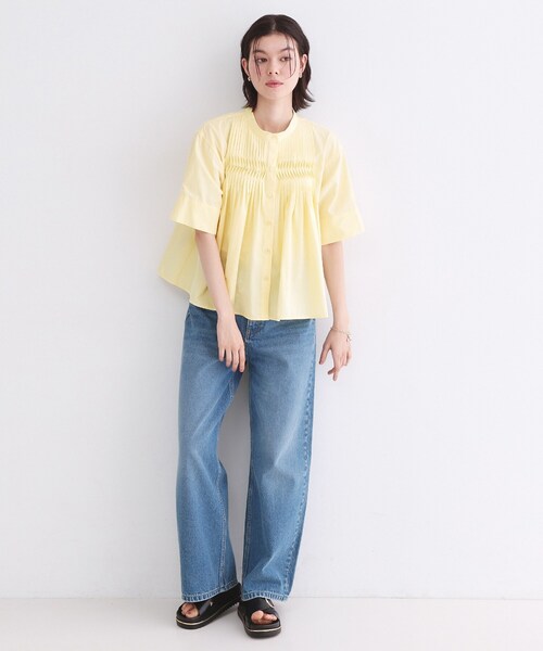 OPAQUE.CLIP（オペークドットクリップ）の「ピンタックフレアシャツ【洗濯機洗い可】（シャツ/ブラウス・レディース・ブラック/ホワイト/ライトイエロー系・38/40/42）」の11枚目の写真