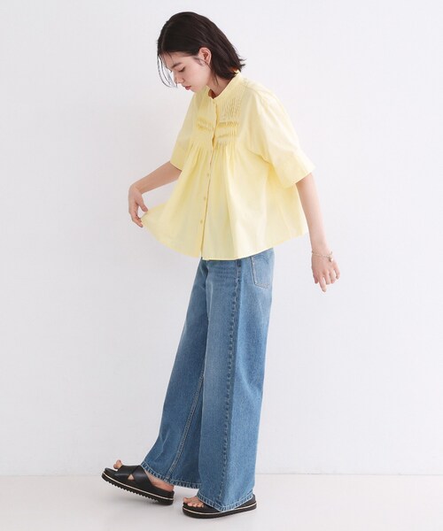 OPAQUE.CLIP（オペークドットクリップ）の「ピンタックフレアシャツ【洗濯機洗い可】（シャツ/ブラウス・レディース・ブラック/ホワイト/ライトイエロー系・38/40/42）」の12枚目の写真