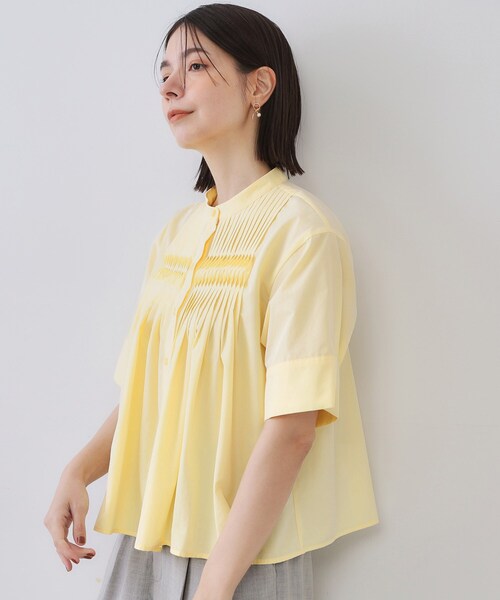 OPAQUE.CLIP（オペークドットクリップ）の「ピンタックフレアシャツ【洗濯機洗い可】（シャツ/ブラウス・レディース・ブラック/ホワイト/ライトイエロー系・38/40/42）」の13枚目の写真