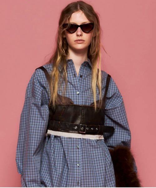 Belted Vegan Leather Bustier/ベルテッドヴィーガンレザービスチェ