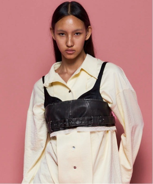 Belted Vegan Leather Bustier/ベルテッドヴィーガンレザービスチェ