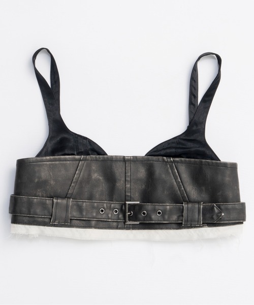 Belted Vegan Leather Bustier/ベルテッドヴィーガンレザービスチェ