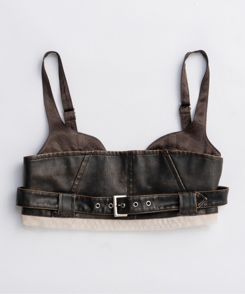 Belted Vegan Leather Bustier/ベルテッドヴィーガンレザービスチェ