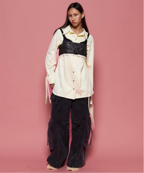 Belted Vegan Leather Bustier/ベルテッドヴィーガンレザービスチェ