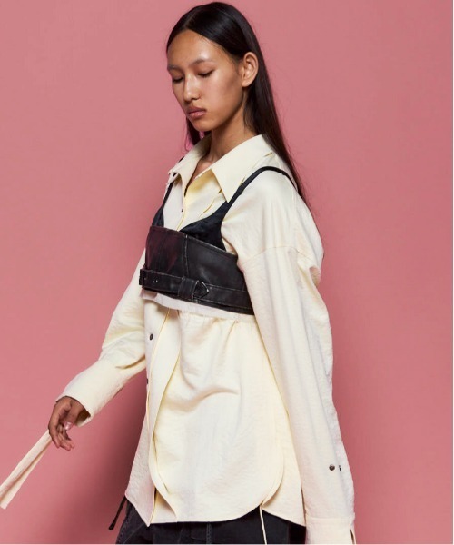 Belted Vegan Leather Bustier/ベルテッドヴィーガンレザービスチェ