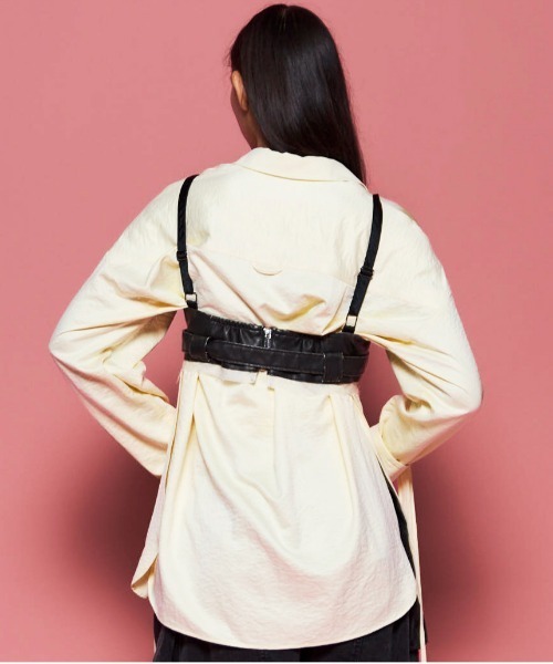 Belted Vegan Leather Bustier/ベルテッドヴィーガンレザービスチェ