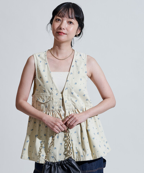 セール】カントリーフラワー コーデュロイベスト＜セットアップ対応